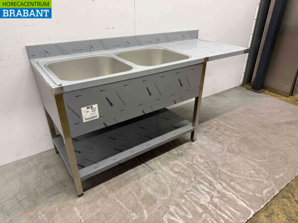 Évier en acier inoxydable double évier Premium-line 160 cm Horeca – Image 2