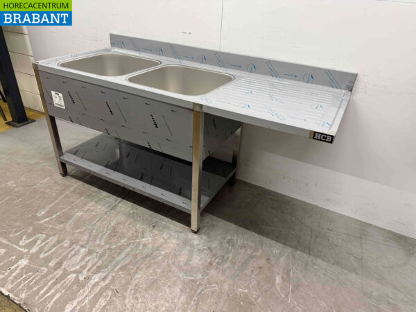 Évier en acier inoxydable double évier Premium-line 160 cm Horeca – Image 3