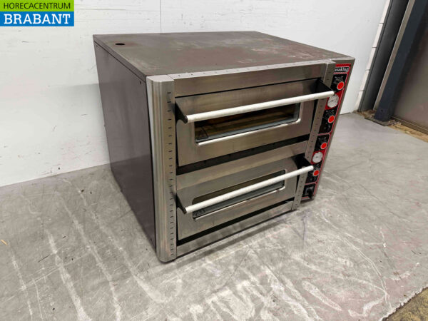 Four à pizza en acier inoxydable 2 x 4 pizzas 400V Horeca – Image 3
