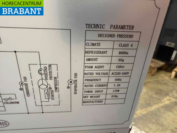 Établi réfrigéré en acier inoxydable 2 portes 90,5 cm 230V Horeca – Image 5