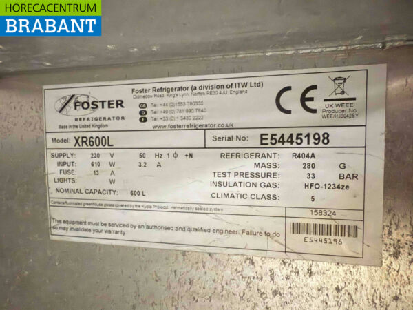Réfrigérateur Foster en acier inoxydable 600 litres 230V Horeca – Image 5