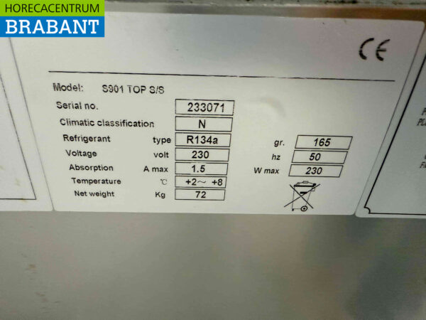 Établi réfrigéré en acier inoxydable 2 portes 90,5 cm 230V Horeca – Image 5