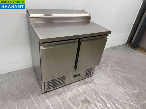 Acier inoxydable Comptoir réfrigéré Saladette 2 portes 90,5 cm 230V Horeca – Image 3