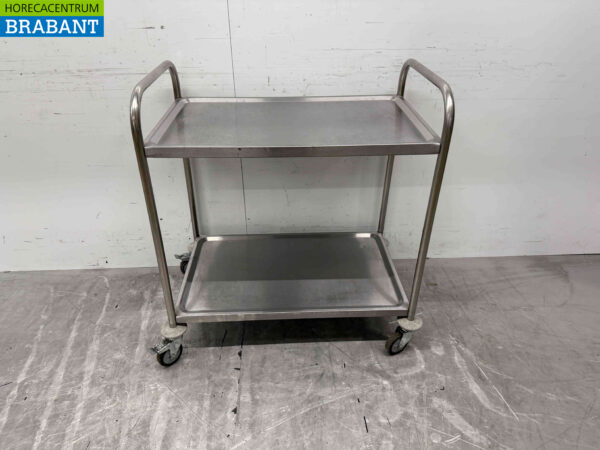 Chariot de service en acier inoxydable 2 étages 85 cm Horeca