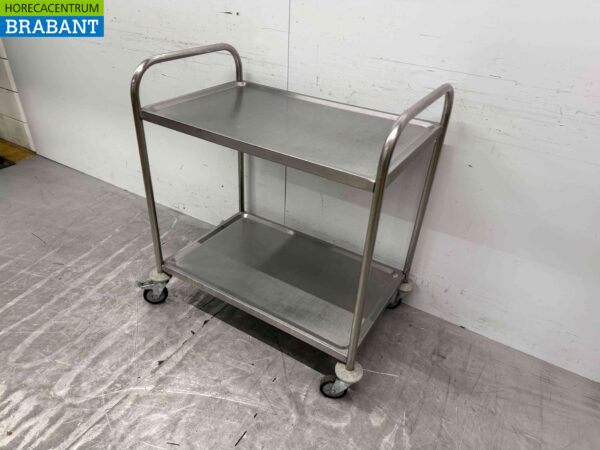 Chariot de service en acier inoxydable 2 étages 85 cm Horeca – Image 3