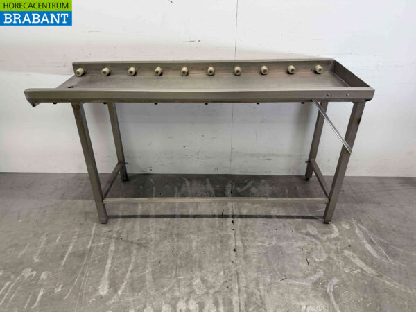 Acier inoxydable Table d'égouttage / convoyeur à rouleaux pour lave-vaisselle à poussoir 168 cm Horeca