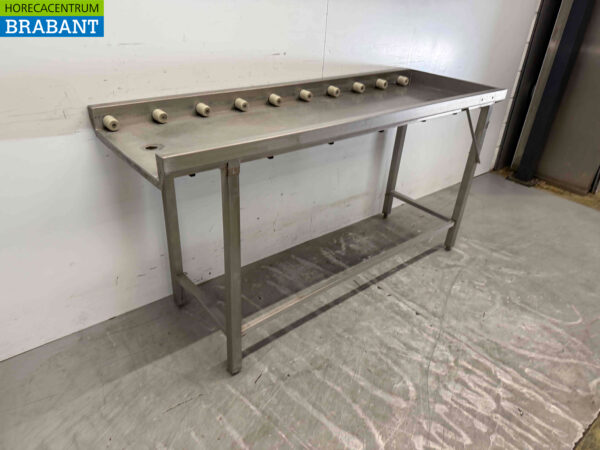 Acier inoxydable Table d'égouttage / convoyeur à rouleaux pour lave-vaisselle à poussoir 168 cm Horeca – Image 2