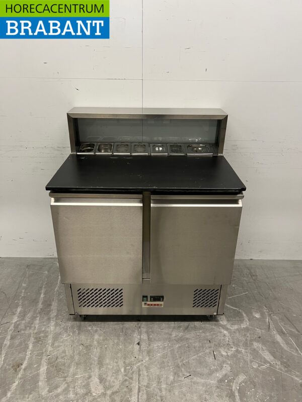 Acier inoxydable Comptoir réfrigéré Saladette 2 portes 90 cm 230V Horeca