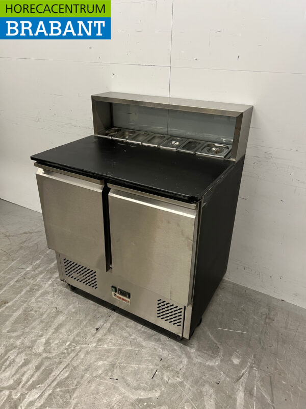 Acier inoxydable Comptoir réfrigéré Saladette 2 portes 90 cm 230V Horeca – Image 2