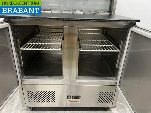 Acier inoxydable Comptoir réfrigéré Saladette 2 portes 90 cm 230V Horeca – Image 4