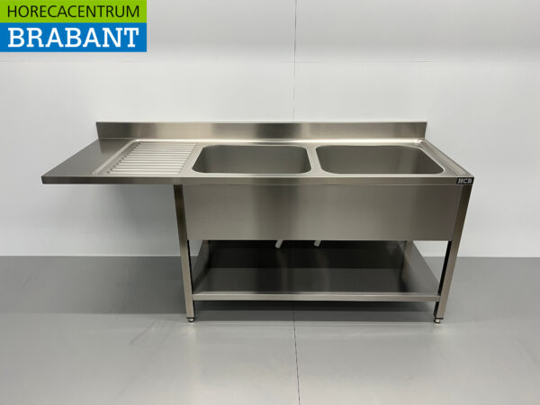 Evier en acier inoxydable double évier Premium-line 200 cm Horeca