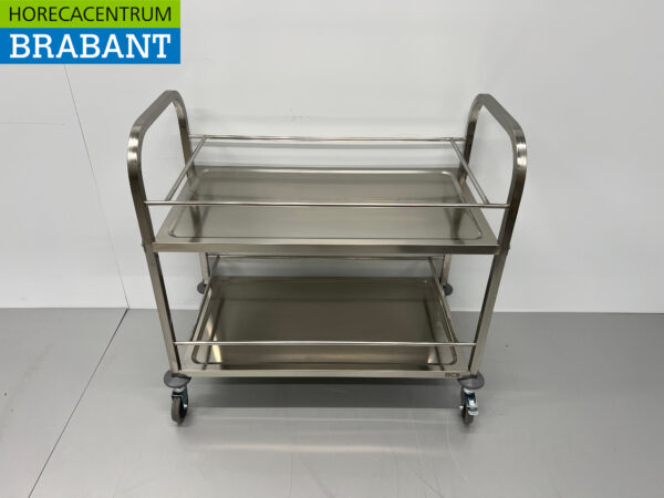 Chariot de service en acier inoxydable 2 étages 95 cm Horeca
