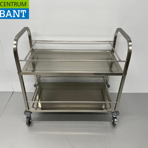 Chariot de service en acier inoxydable 2 étages 95 cm Horeca