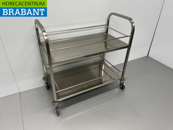 Chariot de service en acier inoxydable 2 étages 95 cm Horeca – Image 2