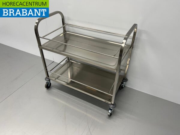 Chariot de service en acier inoxydable 2 étages 95 cm Horeca – Image 3