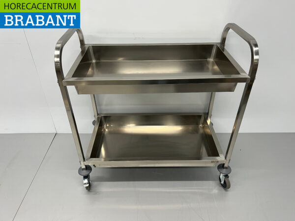 Chariot de service en acier inoxydable 2 bacs 95 cm Restauration