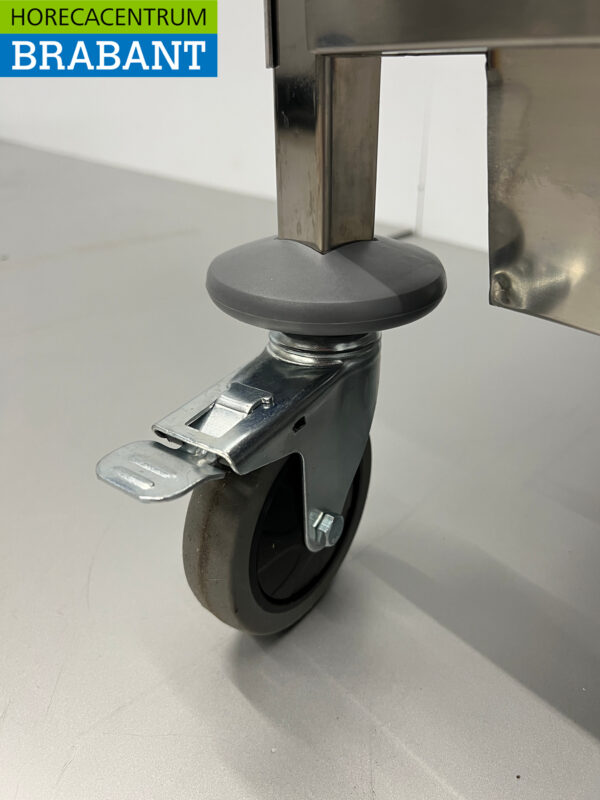 Chariot de service en acier inoxydable 2 bacs 95 cm Restauration – Image 6