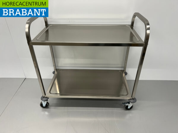 Chariot de service en acier inoxydable 2 étages 95 cm Horeca