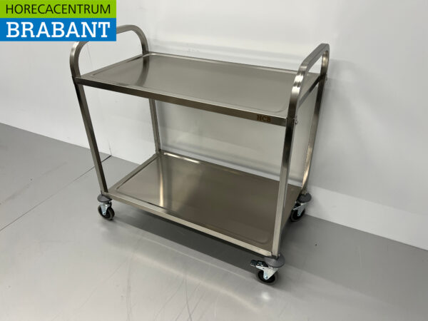 Chariot de service en acier inoxydable 2 étages 95 cm Horeca – Image 2