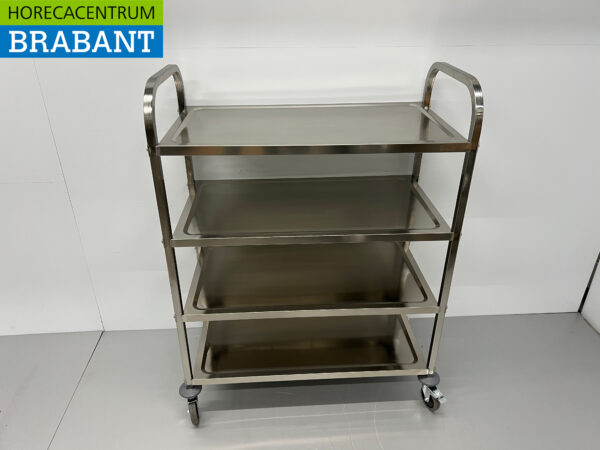 Chariot de service en acier inoxydable 4 étages 95 cm Horeca