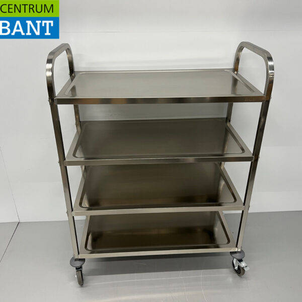 Chariot de service en acier inoxydable 4 étages 95 cm Horeca