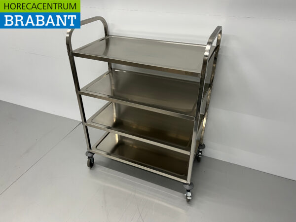 Chariot de service en acier inoxydable 4 étages 95 cm Horeca – Image 3