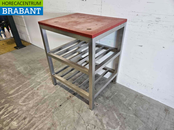 Acier inoxydable Polyéthylène PE Table de découpe Table de travail 70 x 60,5 x 87,5 cm Restauration Boucherie – Image 2
