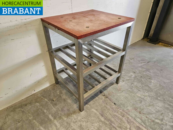 Acier inoxydable Polyéthylène PE Table de découpe Table de travail 70 x 60,5 x 87,5 cm Restauration Boucherie – Image 3