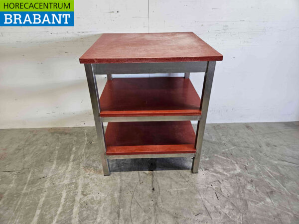 Acier inoxydable Polyéthylène PE Table de découpe Table de travail 70 x 70 x 87 cm Restauration Boucherie