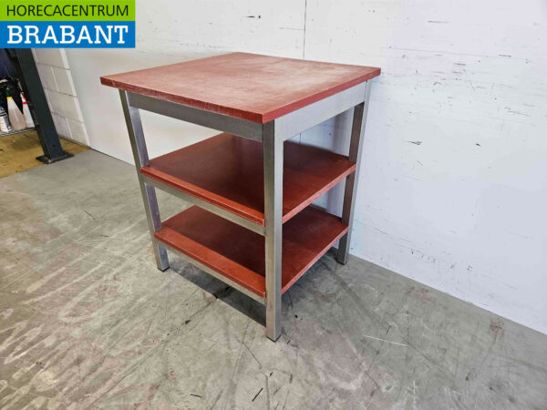 Acier inoxydable Polyéthylène PE Table de découpe Table de travail 70 x 70 x 87 cm Restauration Boucherie – Image 2