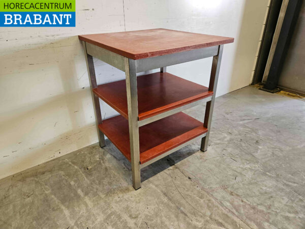 Acier inoxydable Polyéthylène PE Table de découpe Table de travail 70 x 70 x 87 cm Restauration Boucherie – Image 3