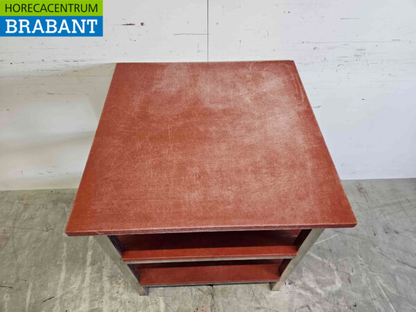 Acier inoxydable Polyéthylène PE Table de découpe Table de travail 70 x 70 x 87 cm Restauration Boucherie – Image 4