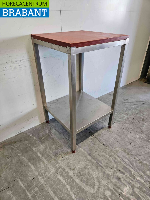 Acier inoxydable Polyéthylène PE Table de découpe Table de travail 65 x 65 x 111,5 cm Restauration Boucherie – Image 2