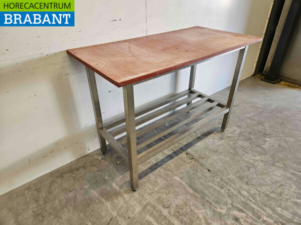 Acier inoxydable Polyéthylène PE Table de découpe Table de travail 124,5 x 62,5 x 89 cm Restauration Boucherie – Image 3
