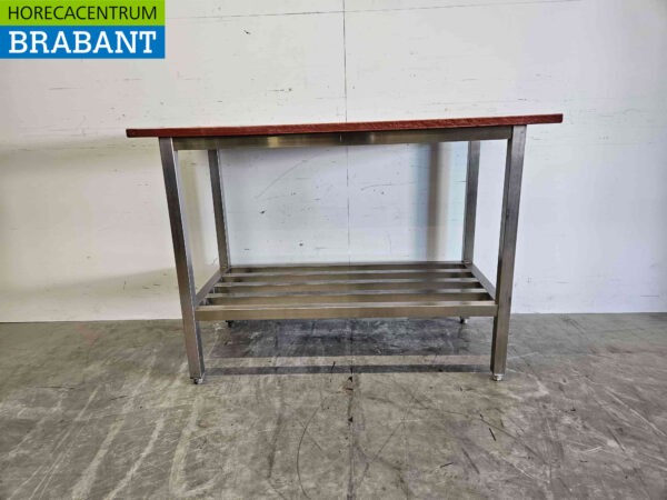Acier inoxydable Polyéthylène PE Table de découpe Table de travail 124,5 x 62,5 x 89 cm Restauration Boucherie – Image 4