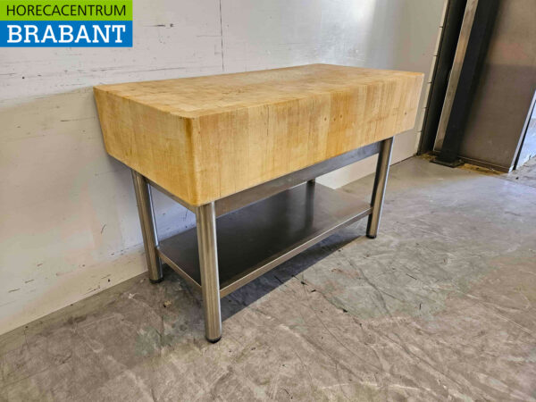 Bloc à hacher en bois 121 x 60,5 x 84,5 cm Restauration Boucherie – Image 2