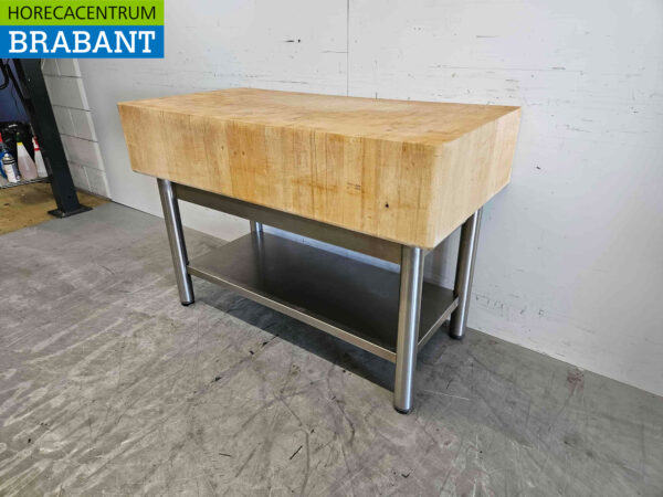 Bloc à hacher en bois 121 x 60,5 x 84,5 cm Restauration Boucherie – Image 3