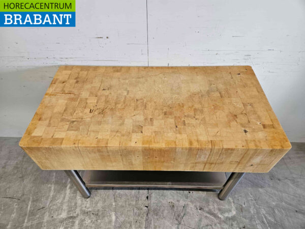 Bloc à hacher en bois 121 x 60,5 x 84,5 cm Restauration Boucherie – Image 4