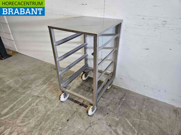 Chariot à plateaux en acier inoxydable 4 x 60/40 cm Bakerynorm Horeca – Image 2