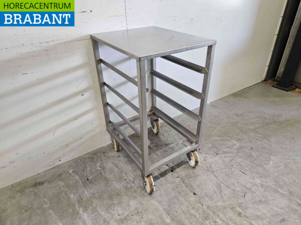 Chariot à plateaux en acier inoxydable 4 x 60/40 cm Bakerynorm Horeca – Image 3