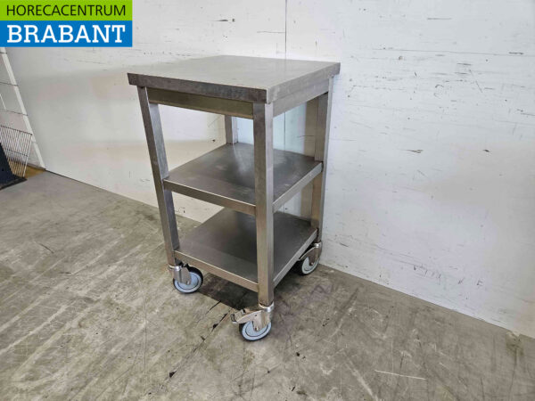 Table de travail mobile en acier inoxydable 50 x 50 x 90,5 cm Restauration – Image 3