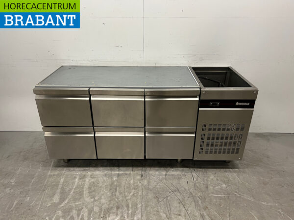Établi réfrigéré Inomak en acier inoxydable 6 tiroirs 178,5 cm 230V Horeca