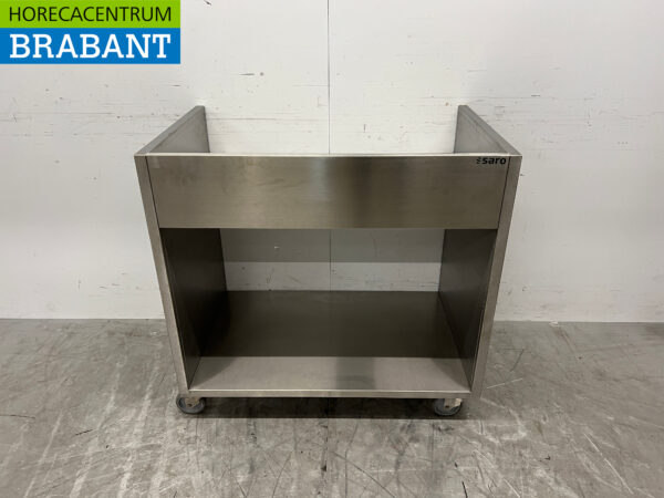 Table de travail mobile Saro en acier inoxydable avec bord surélevé 96 x 60 x 92 cm Restauration