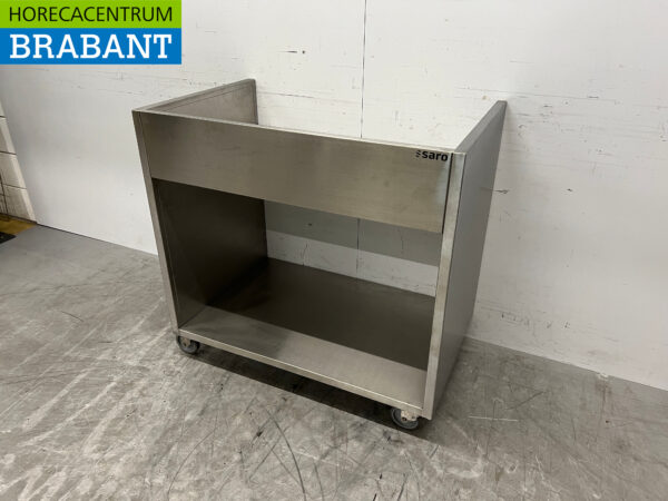 Table de travail mobile Saro en acier inoxydable avec bord surélevé 96 x 60 x 92 cm Restauration – Image 2