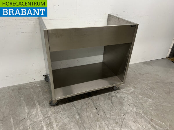 Table de travail mobile Saro en acier inoxydable avec bord surélevé 96 x 60 x 92 cm Restauration – Image 3