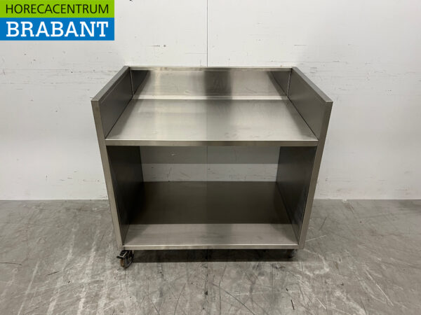 Table de travail mobile Saro en acier inoxydable avec bord surélevé 96 x 60 x 92 cm Restauration – Image 4
