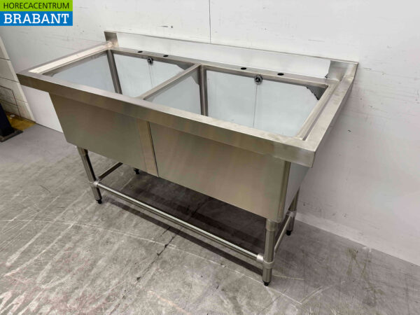 Évier en acier inoxydable Vogue CF406 Double évier 141 cm Restauration – Image 5