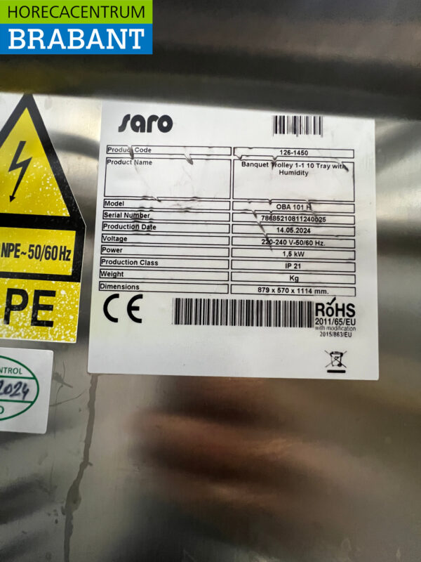 Acier inoxydable Saro Chariot banquet chauffant Vapeur 10 x 1/1 GN 230V Horeca – Image 5