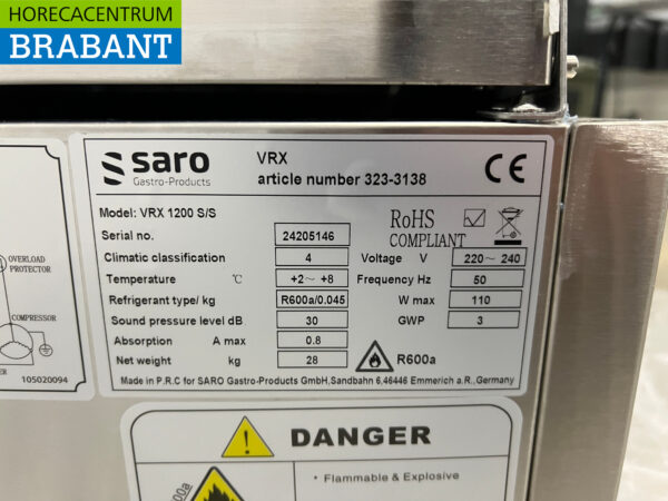 Acier inoxydable Saro Réfrigérateur de comptoir Saladière 4 x 1/3 GN 120 cm 230V Horeca – Image 5