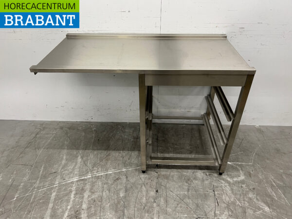 Acier inoxydable Table d'égouttage T.B.V. traversant le lave-vaisselle 122 cm Horeca